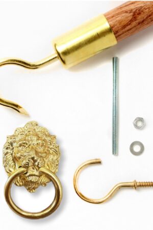 Attic Ease Ladder Pull System Kit - Brass Finish - Lion's Head Pull Ring